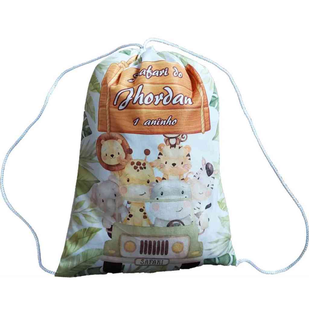 Mochilinha Sacolinha Mochila Saco Sacochila Saquinho Lembrancinha Brinde Aniversario Festa Safari