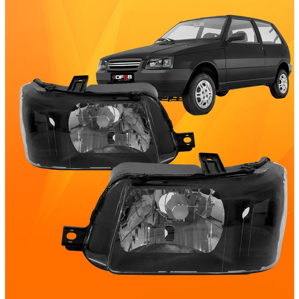Farol Fiat Uno 2004 2005 2006 2007 2008 09 Máscara Negra