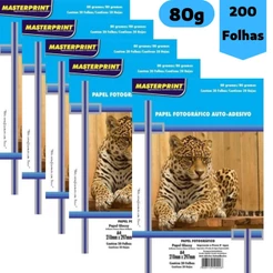 Papel Fotográfico Masterprint Adesivo 80g Glossy 200 Folhas A4 Premium