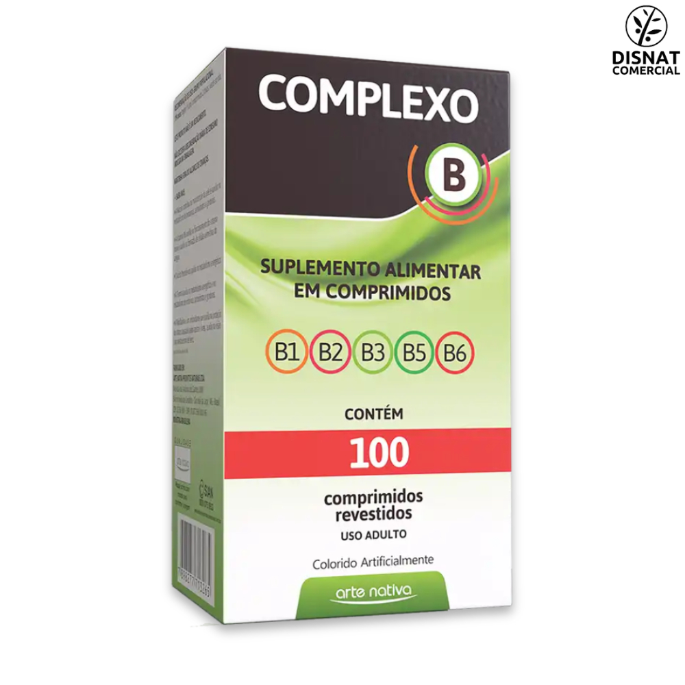 Suplemento Polivitamínico Complexo B 100 Comprimidos Vitaminas B1, B2, B3, B5, B6  - Arte Nativa