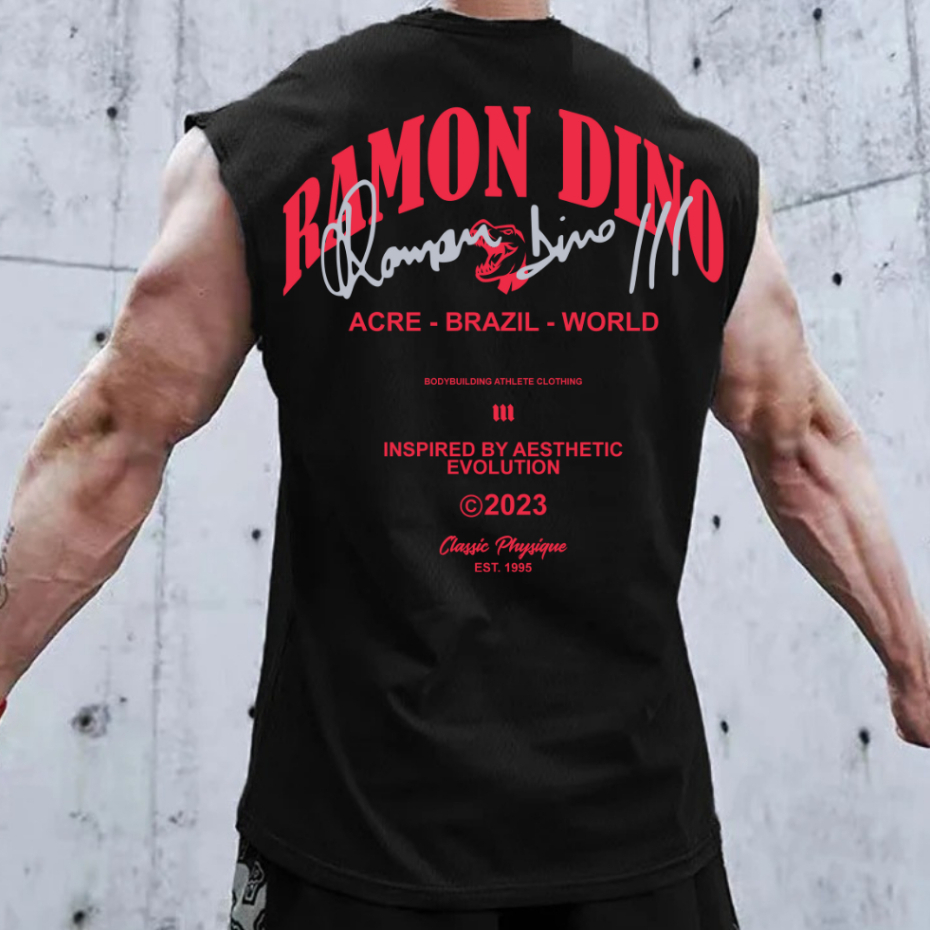 Camisa Camiseta Masculina Regata OverSized Lançamento Ramon 2024 Dino Academia Treino Camisa para Treino StreetWear