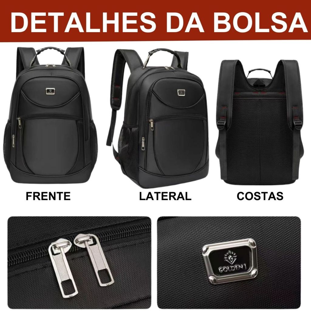 Mochila Bolsa Mala Reforçada Notebook Impermeável Envio Imediato Unisex Top
