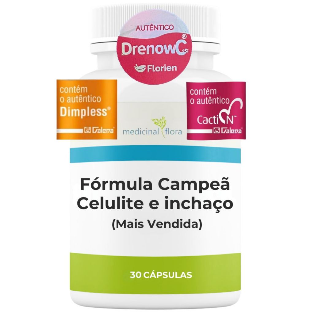 Dimples® 40mg + Cactin® 500mg + Drenow C® 500mg Com Selo de Autenticidade - 30 Cápsulas