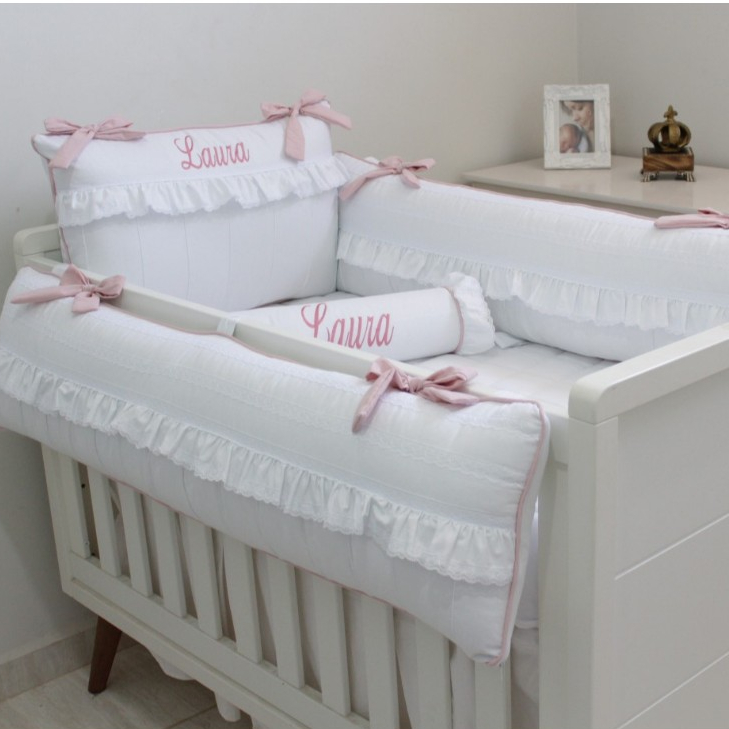 Kit Berço Elegance Personalizado - 08 Peças | ENVIAR O NOME PELO CHAT