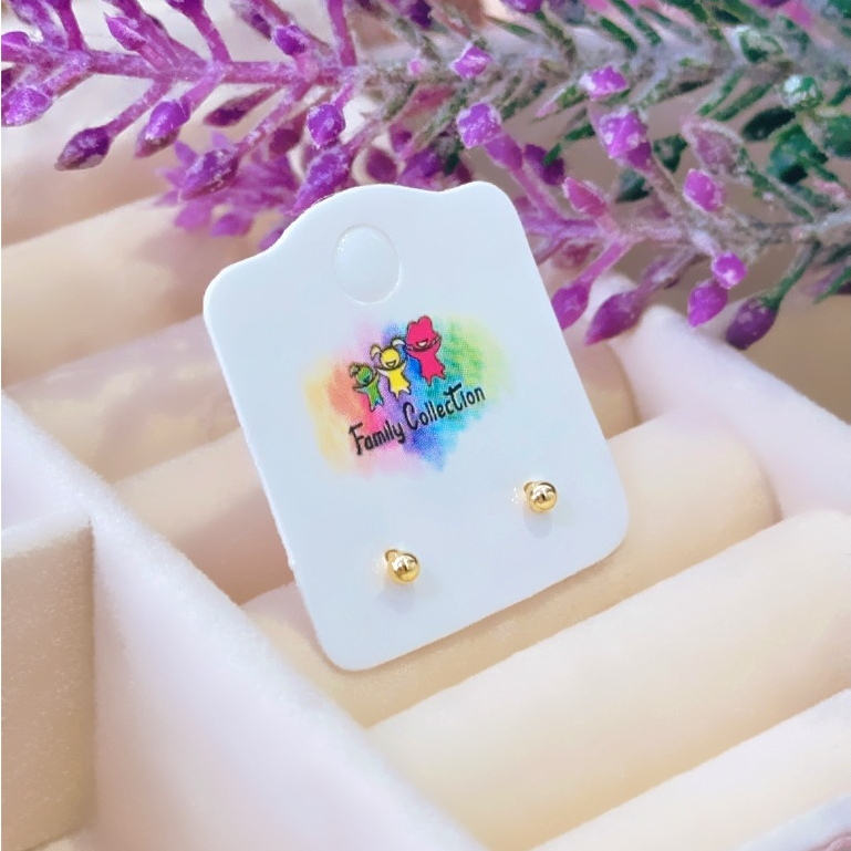 Brinco Infantil Bolinha Tamanho P Folheado a Ouro 18K - Hipoalergênico com Tarraxa Baby de Segurança