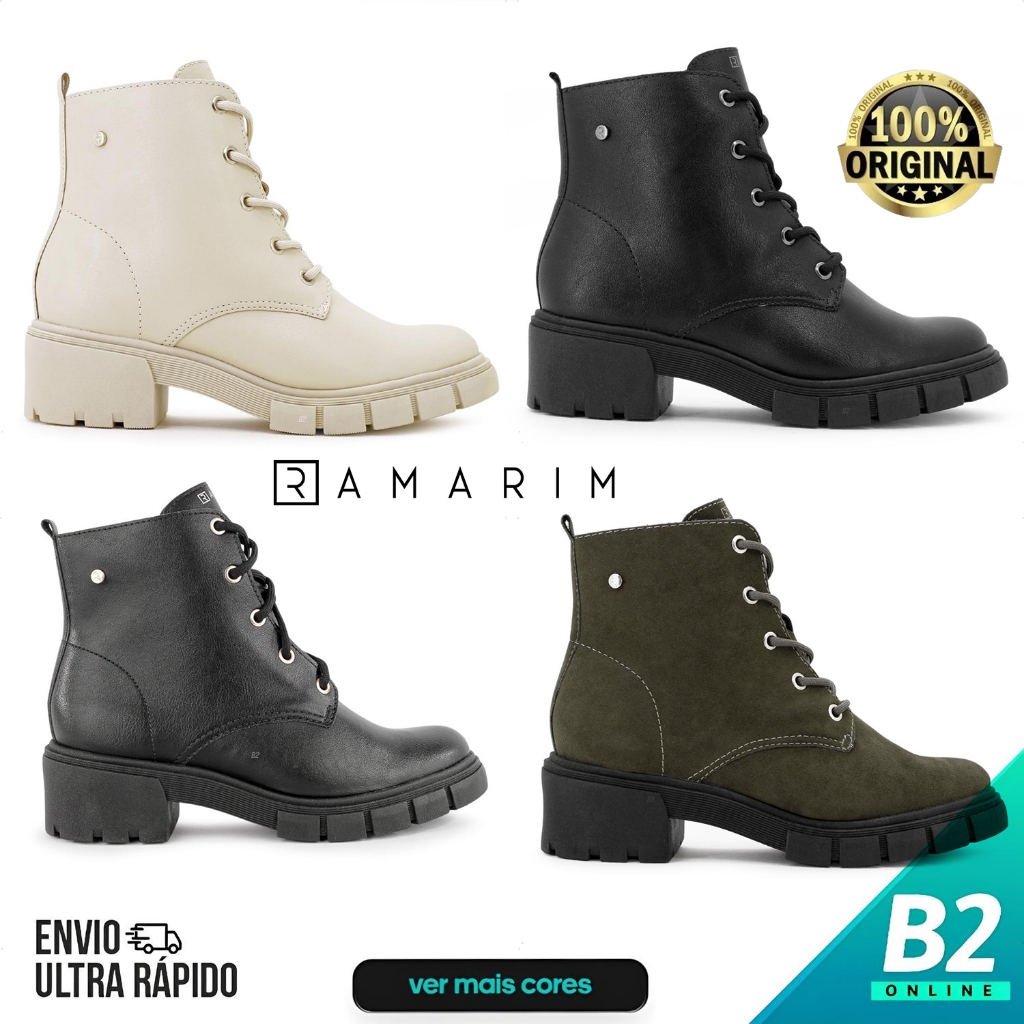 Bota Coturno Ramarim Tratorada Cano Médio Feminina 100% Original Com Nota Fiscal e Garantia