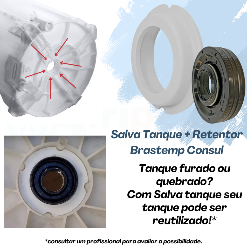 Kit Salva tanque branco com Retentor baixo Brastemp Consul