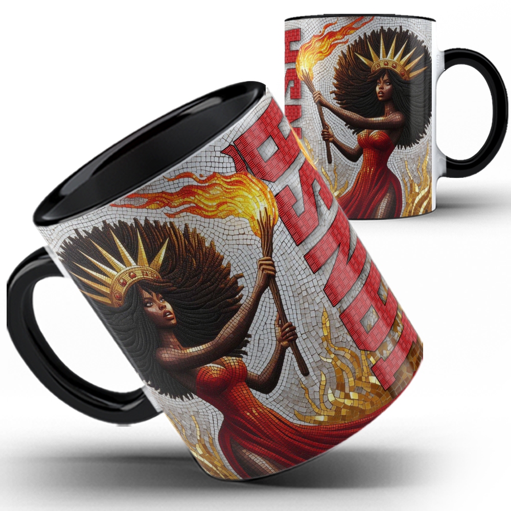Caneca xicara porcelana 325ml Iansa Orixá Iansã 24