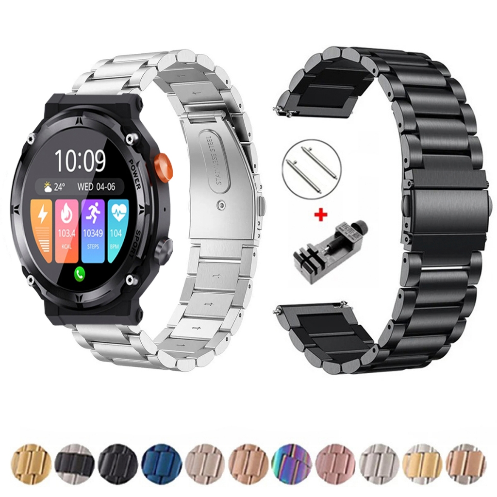 Pulseira de 22mm Metal Elos de aço inox para Carbon Rover X de Engate Rapido