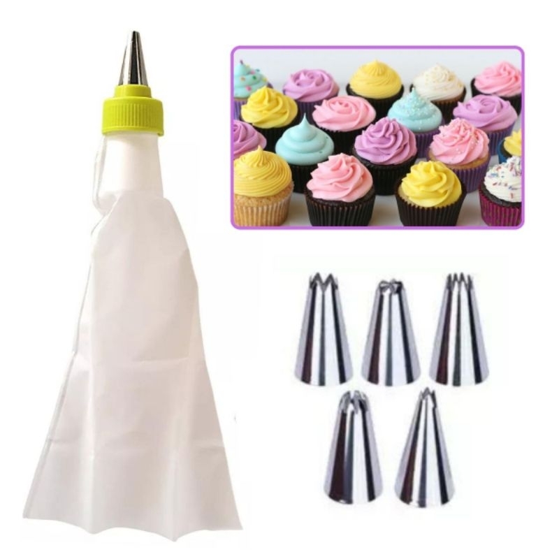 Saco para confeitar 6 bicos inox bolo confeitaria cupcake doce cozinha utilidade domestica carolina