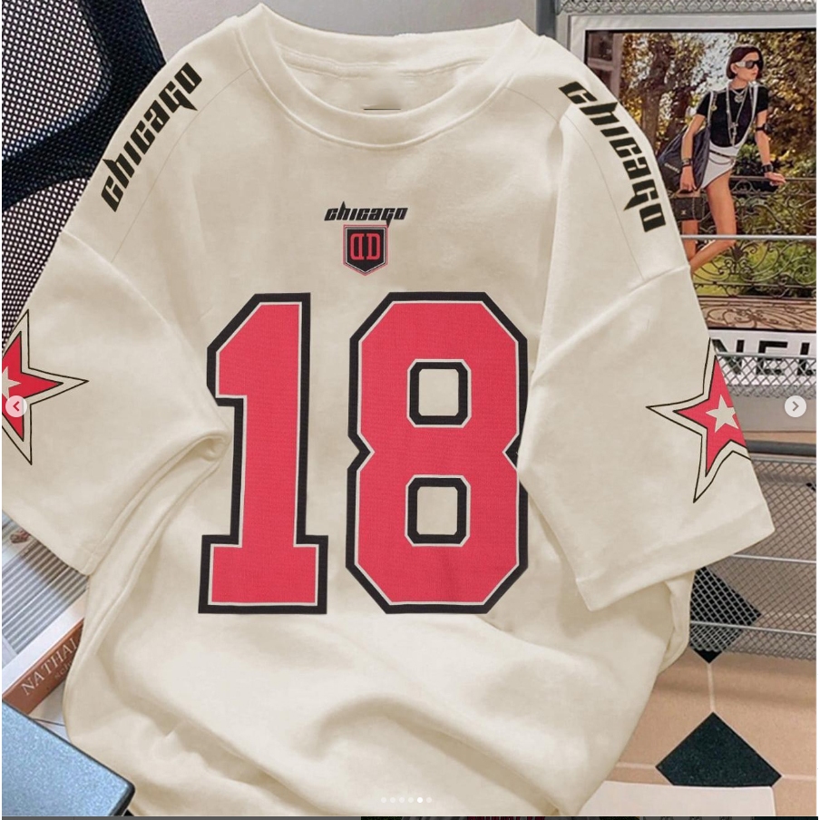 Camiseta Oversized 18 Chicago Unissex Premium Mais Vendida Streetwear 2026 Envio Rápido