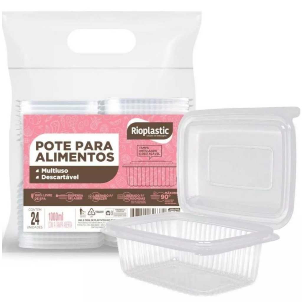 POTE 750 ML COM TAMPA  RETANGULAR 24 UNIDADES em Oferta na Shopee