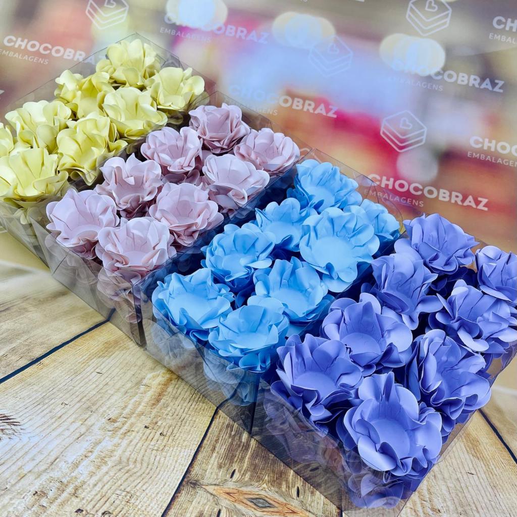 Detalhes do KIT 160 Forminhas Para Doces Finos MANTEIGA + AZUL AQUA + R SERENO + LILÁS CANDY