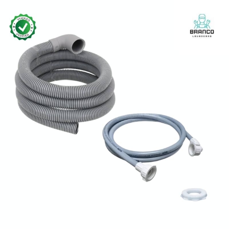 Mangueira de saída de 3 metros + Mangueira de entrada de 3 metros - para maquina de lavar roupa