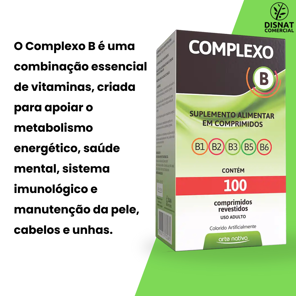 Kit 4x Suplemento Polivitamínico Complexo B 100 Comprimidos Vitaminas B1, B2, B3, B5, B6 Arte Nativa — imagem 2 de 2