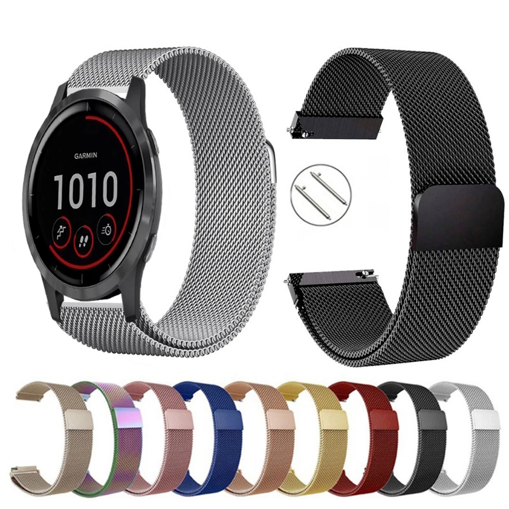 Pulseira de 22mm milanesa aço inox para Garmin Vivoactive 4 de Engate Rapido
