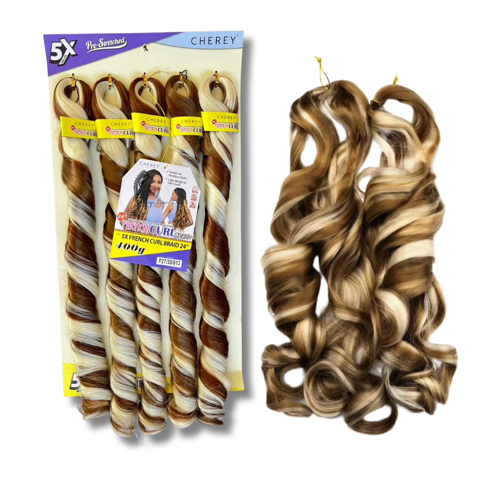 Cabelo Jumbo C/ Cachos Cobre #30 Fibra Premium 5x 60cm Cherey Braids Boho Onduladas