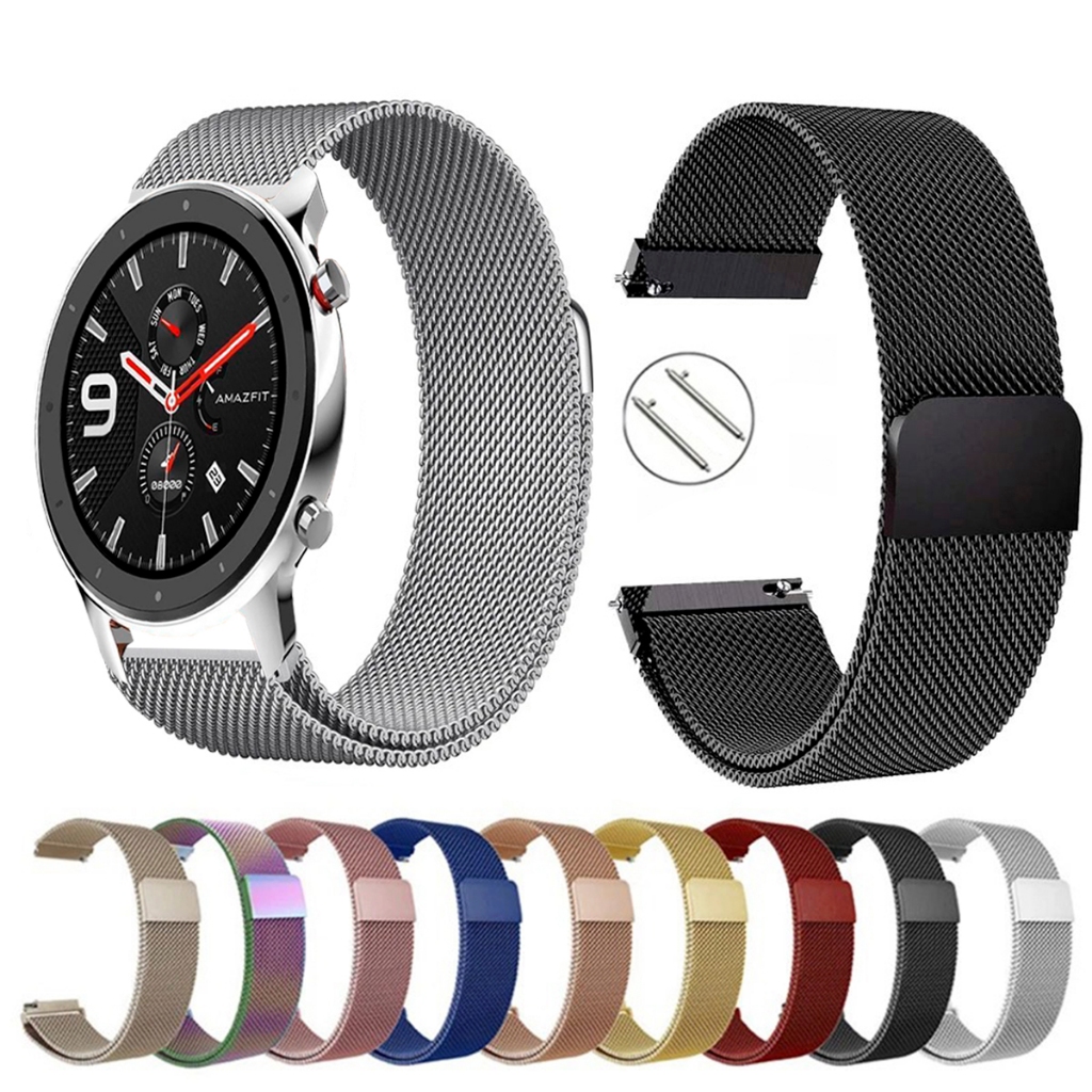 Pulseira de 22mm milanesa aço inox para Amazfit GTR 47MM  de Engate Rapido