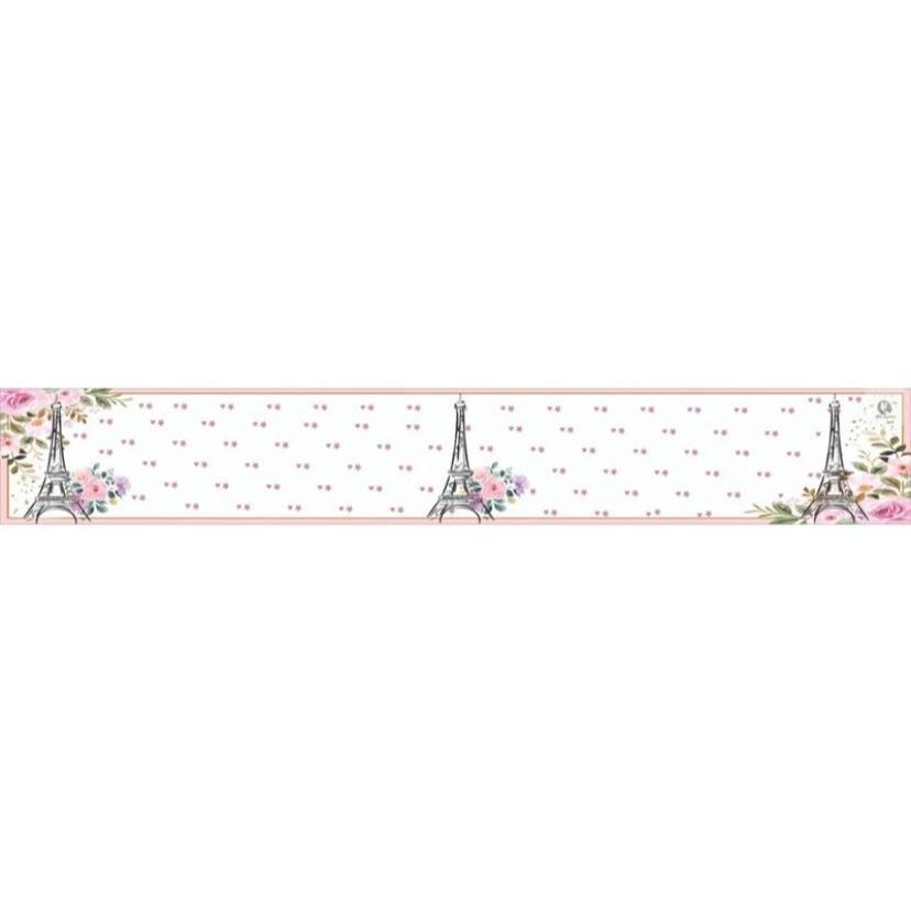 Faixa Faixinha Decorativa Infantil Papel de Parede Torre Eiffel Quarto de Menina