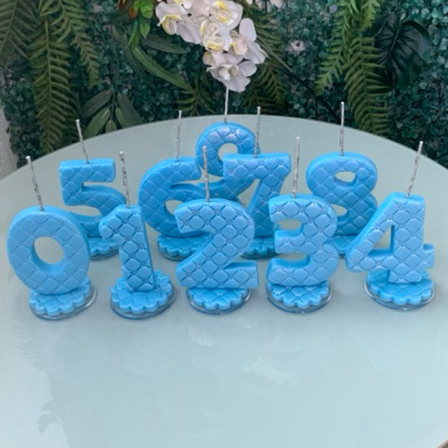 Vela Azul Pavio mágico c/base para bolos