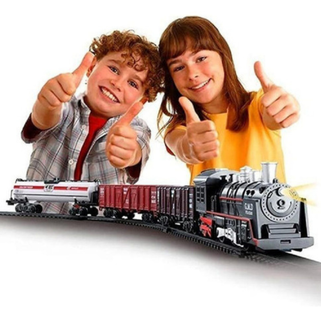 Ferrorama Pista Trem Locomotiva 3 Vagoes Luz e Som Dm Toys