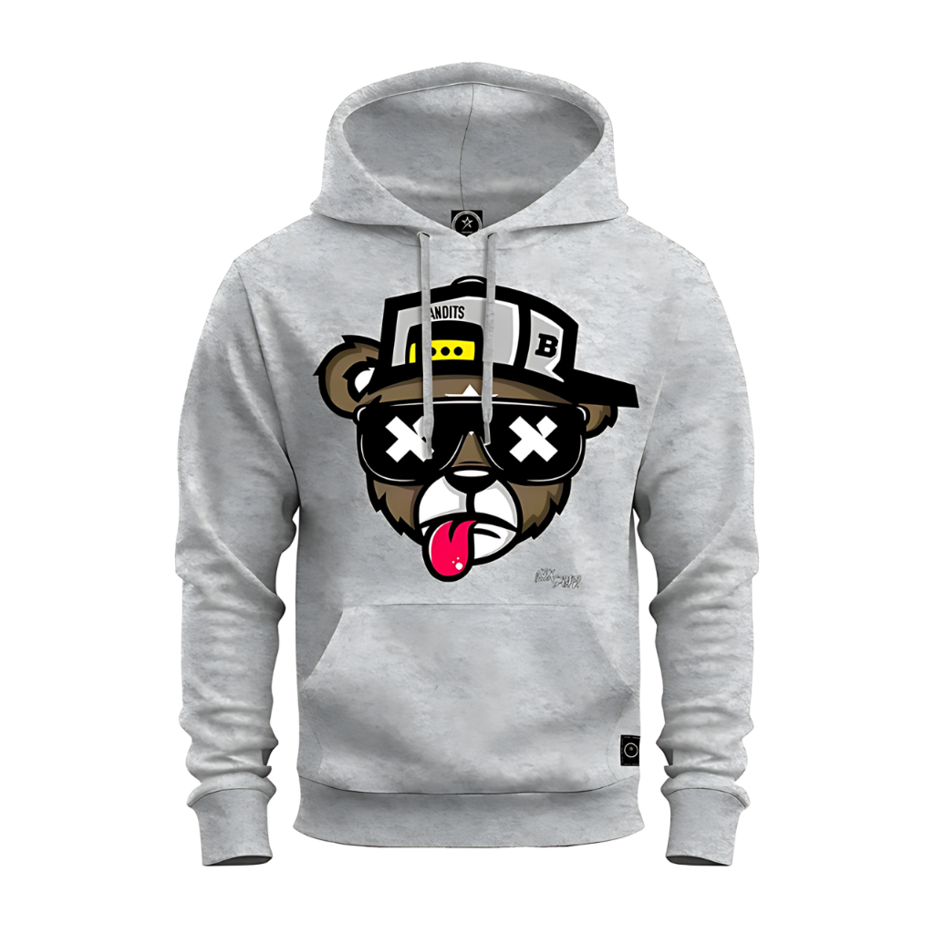 Moletom Canguru Unissex  Confortável Estampado Ful Hd Em Alta Definição Urso Boné Bolado