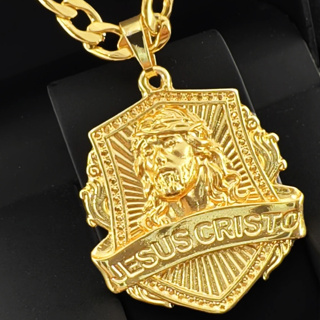 Corrente de Antiga com Cordão Friso S de 8mm Pingente de Jesus Cristo Masculino Banhado a Ouro 18K em Oferta na Shopee