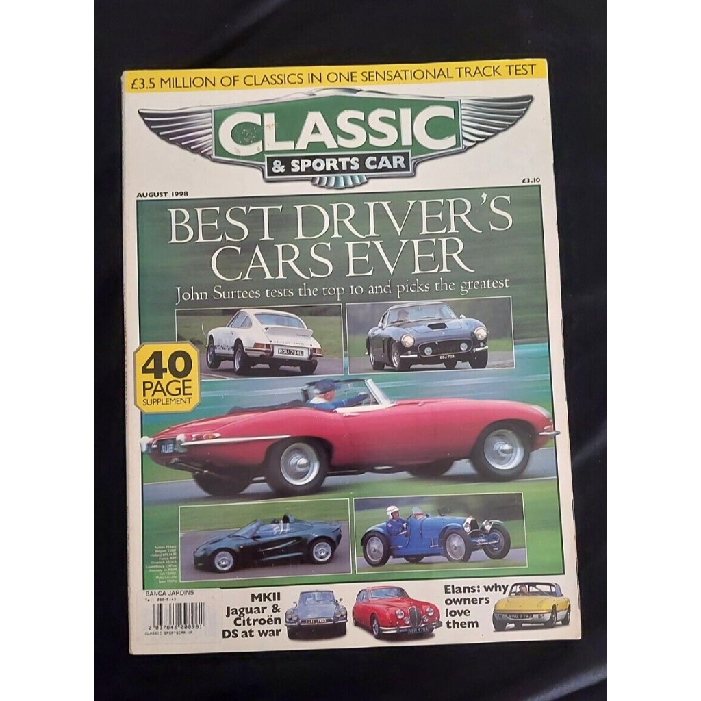 Revista importada Inglesa Classic & Sports Car 1998 Best Driver´s Car Ever Melhores Carros