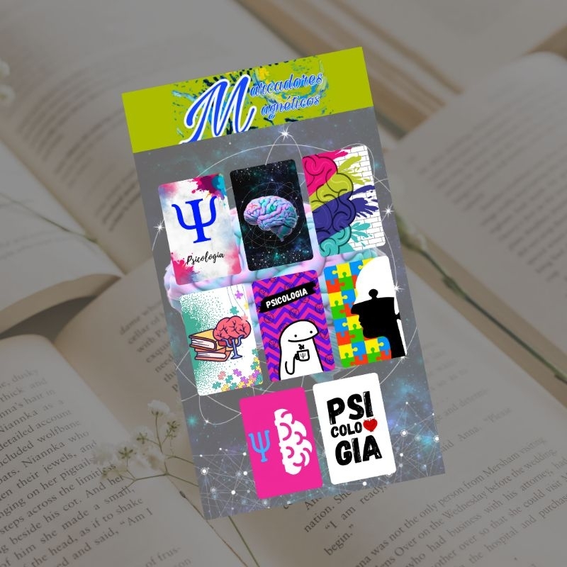 Cartela com 8 mini marcadores magnéticos profissões pedagogia psicologia direito medicina biomedicina professora mod5