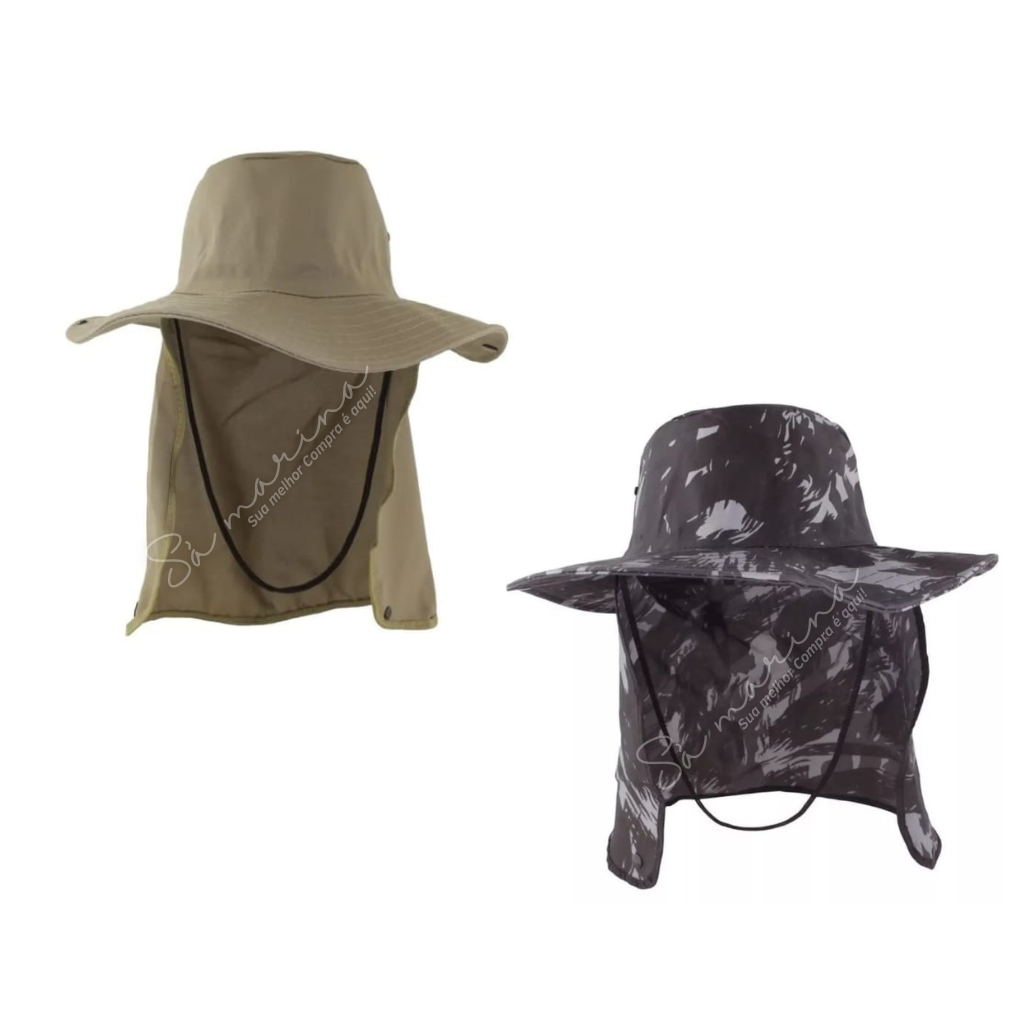 Kit 2 Chapéu Boné Pescador Caçador Carpinteiro Camping Protetor de Nuca em Oferta na Shopee