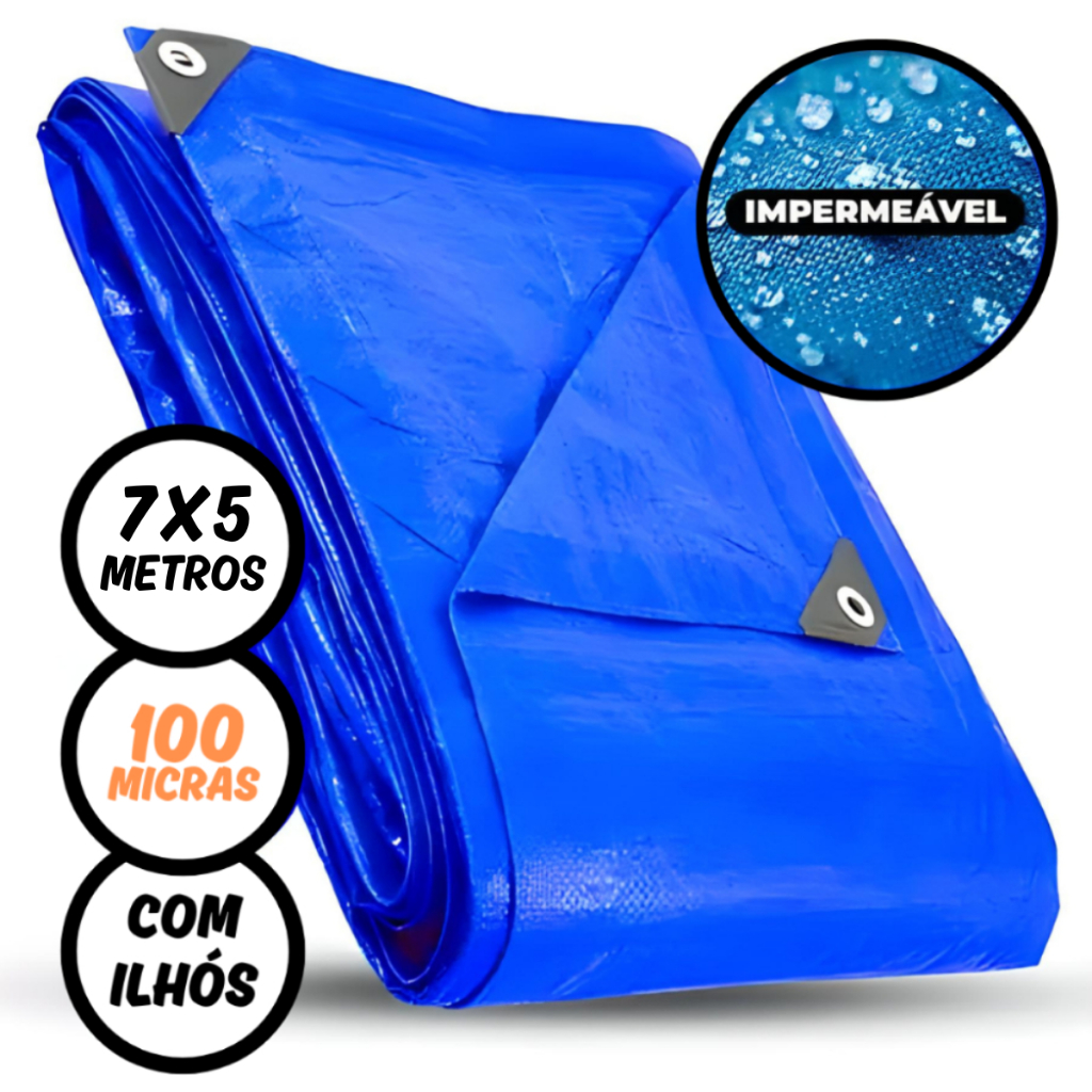 Lona Plástica Encerado Impermeável Importway 7 Metros x 5 Metros Multiuso