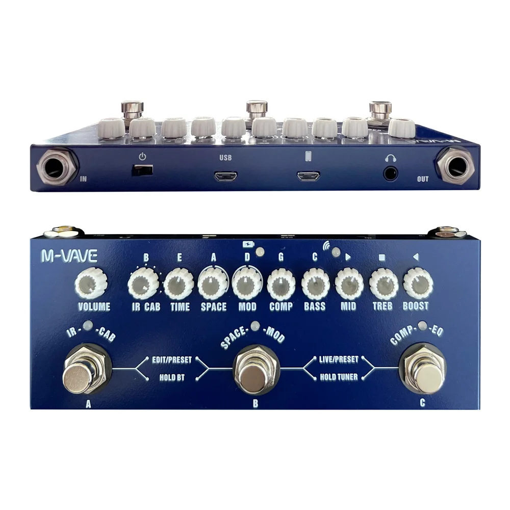 Pedal de múltiplos efeitos recarregável M-VAVE Cube BABY para baixo elétrico, guitarra, gravação, interface de áudio, função de pedal Cuvave em Oferta na Shopee