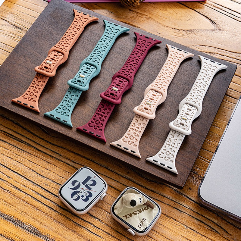 Slim Leopardo Pulseira Para Apple Watch Ultra S11 46mm 9 8 3 iWatch 40mm 41mm 42mm 38mm 44mm 45mm 49mm Silicone Gravada