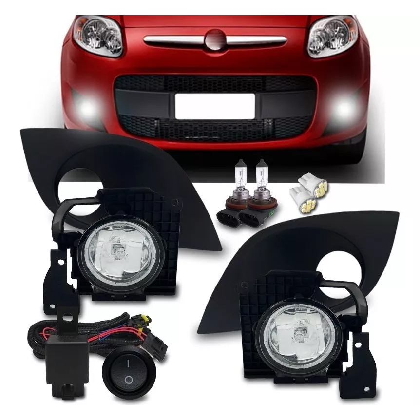 Kit Farol De Milha Neblina Palio G5 2012 Em Diante Com Moldura E Lampadas