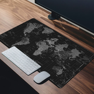 Mouse Pad Grande 90x40 Couro Gamer Desk Pad Mapa Mundi Black
