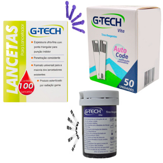 Tiras Fitas Glicose G-Tech Vita 50 Tiras + 100 Lancetas em Oferta na Shopee