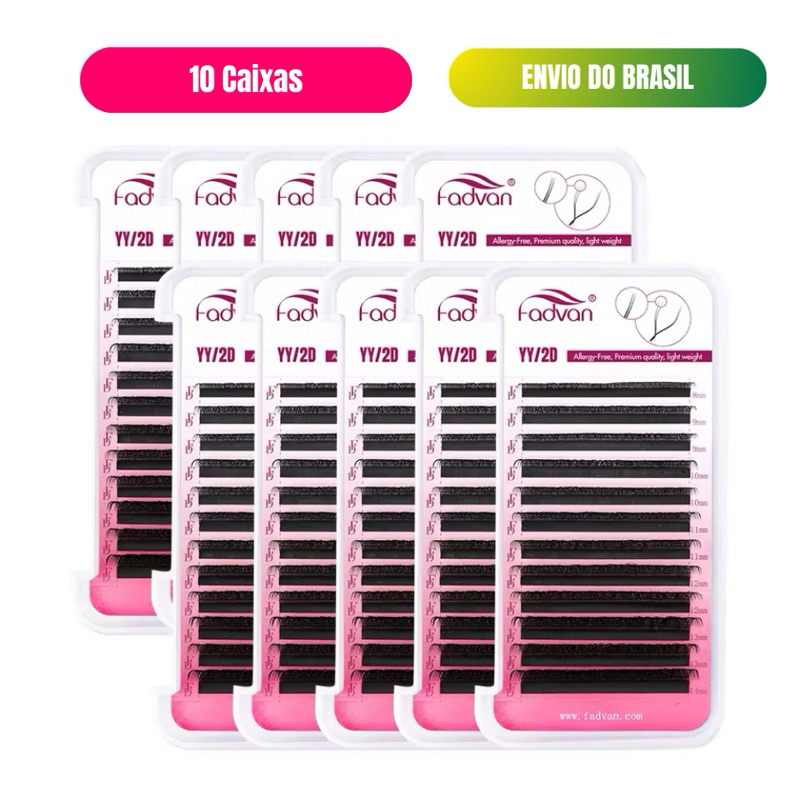 Kit 10 Caixas Cílios Y Fadvan Atacado Volume Brasileiro 0.07D Lashes Fio a Fio Alongamento