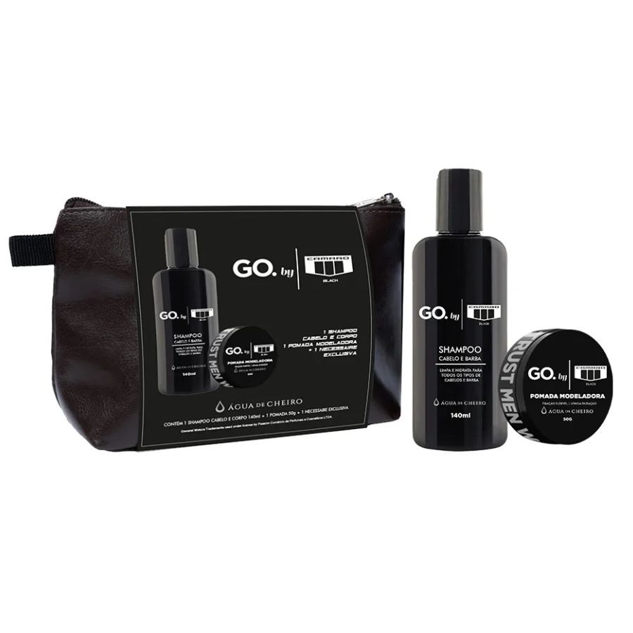 Kit Go. by Camaro Black ( Shampoo Cabelo e Barba 140ml + Pomada Modeladora 50g + Necessaire )