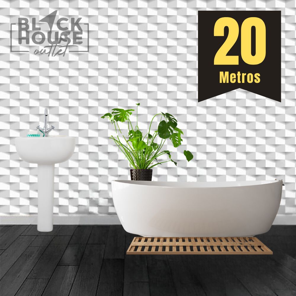 Papel de Parede PREMIUM Rolo 5 Metros Autoadesivo Losango 3D Salas e Quartos 5m x 45cm