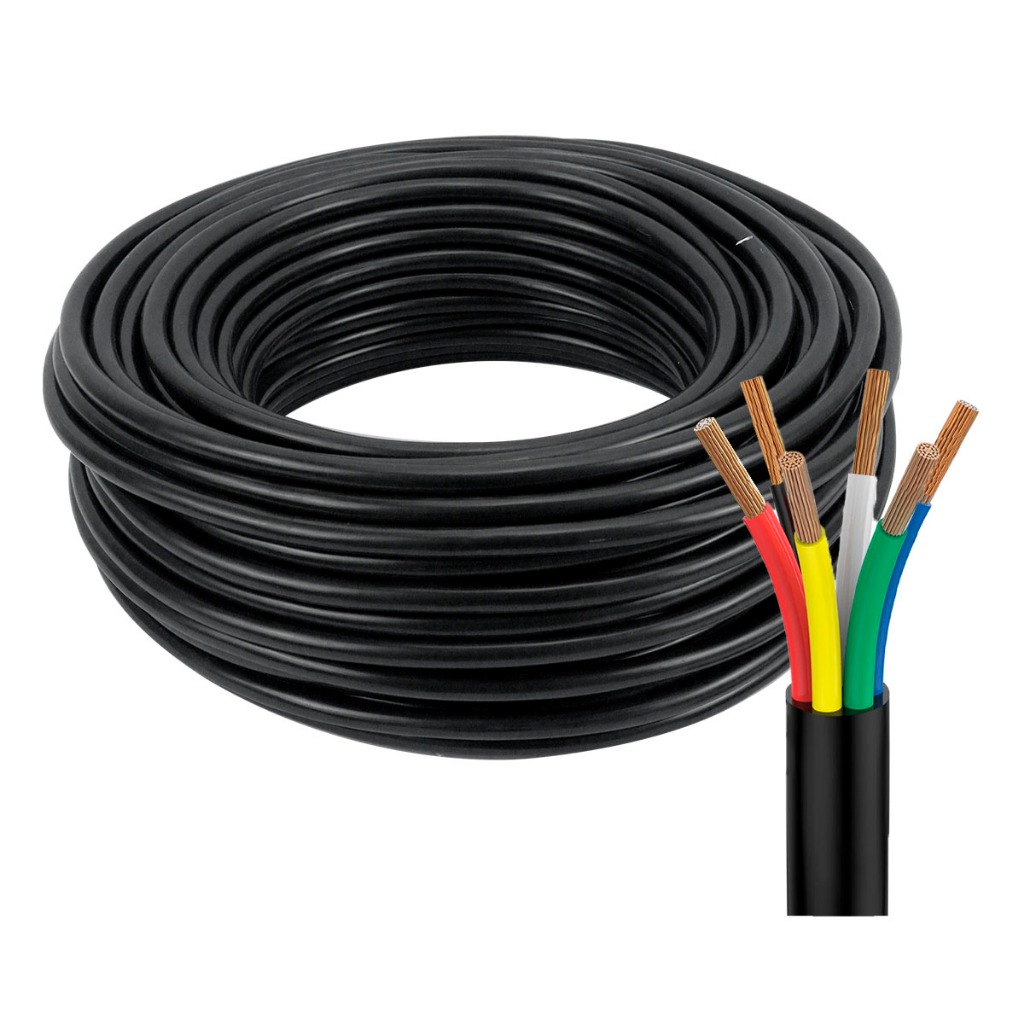 Cabo PP 6 Vias 5 Metros Instalação Automotiva Caminhões Reboque Carretinha 100% Cobre Seção 1mm² em Oferta na Shopee