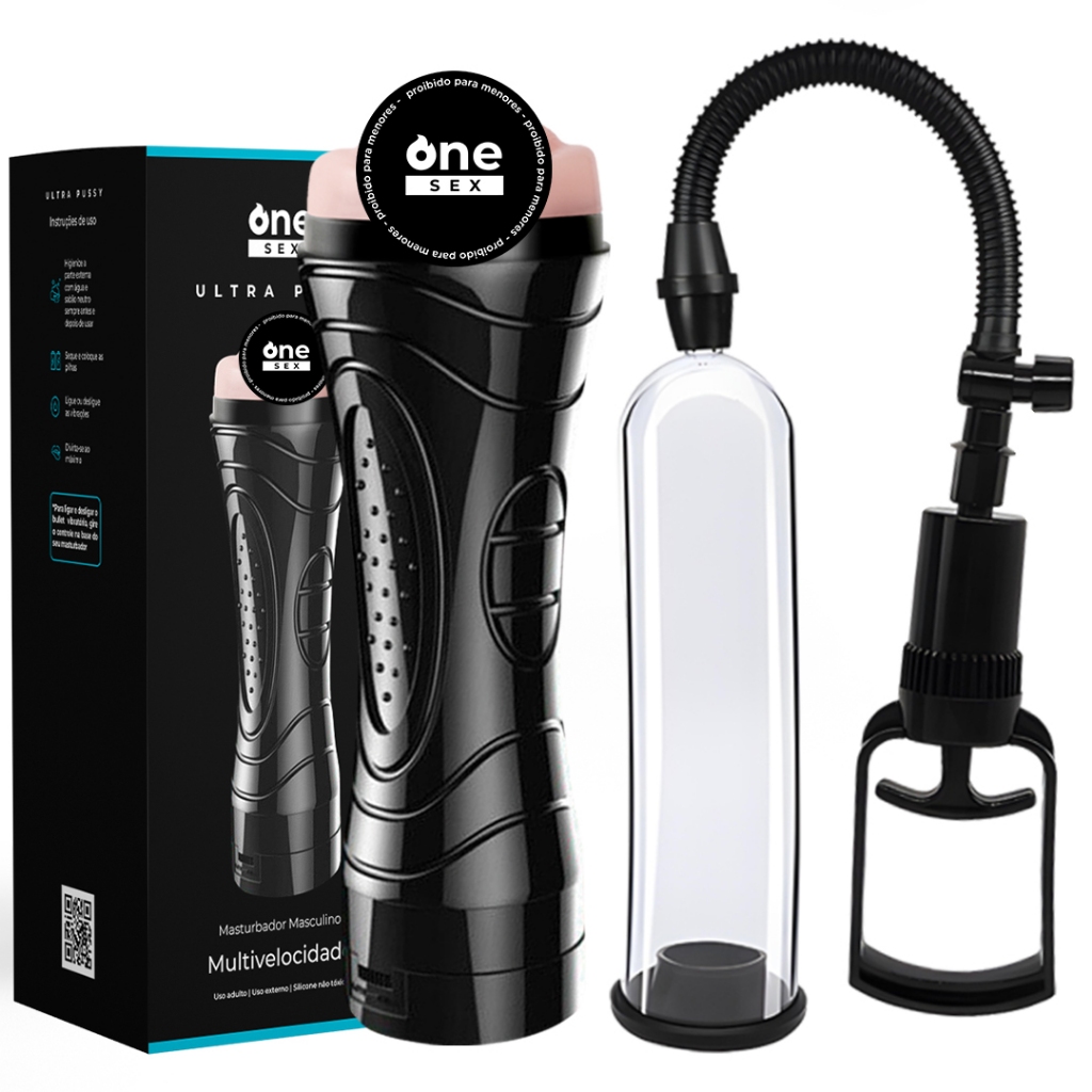 KIT Masturbador Masculino Formato Vagina Realística com Vibrador  Discreto + Bomba Peniana Aumenta e Engrossa Penis Ejaculação Precoce