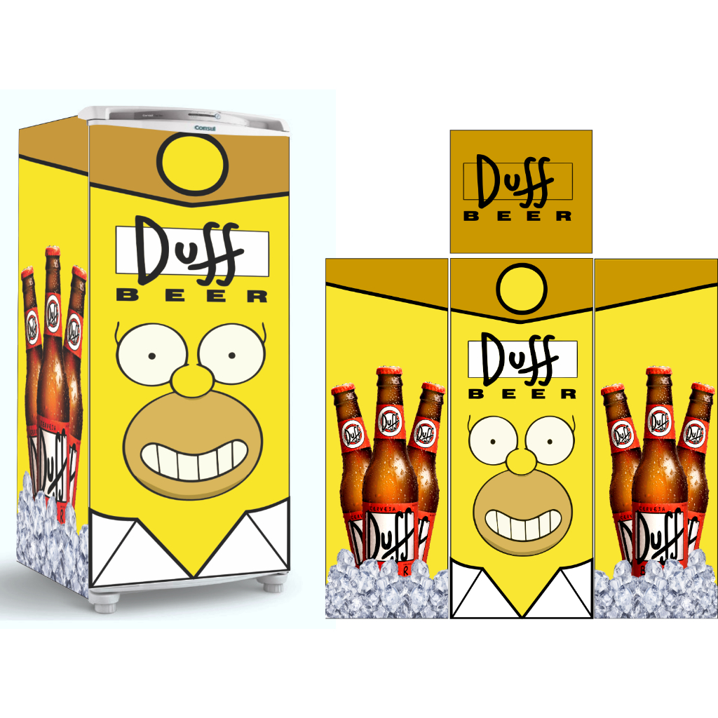 adesivos decorativos para frigobar tema Duff Simpson fundo amarelo