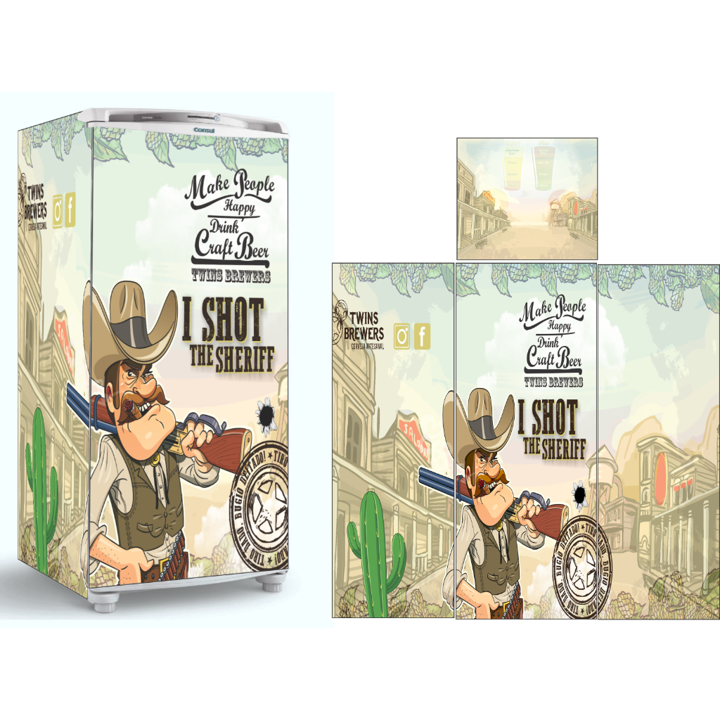 adesivo decorativo para frigobar tema SHERIFF
