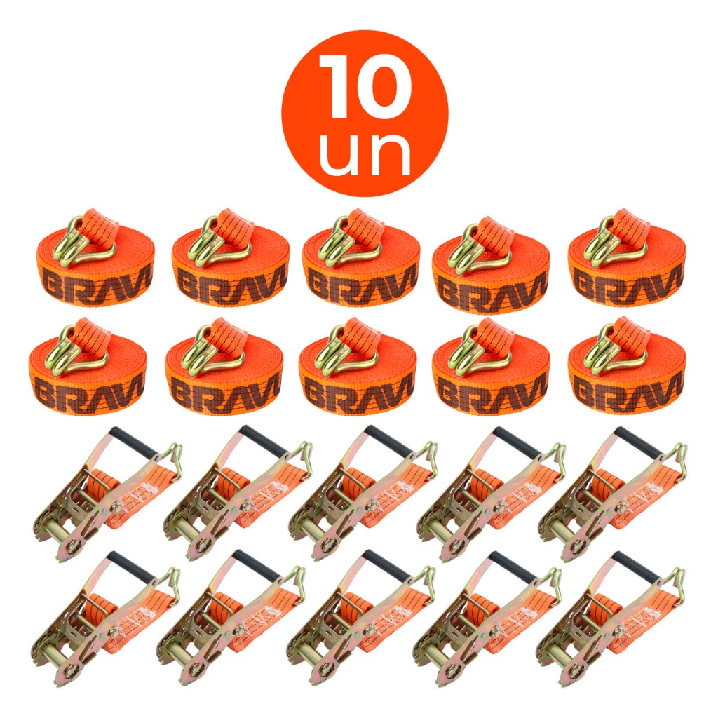 Kit 10 Catraca + 10 Cinta Amarração 3 Ton 9 Metros J Carga Caminhão Navio Moto Super Resistente em Oferta na Shopee