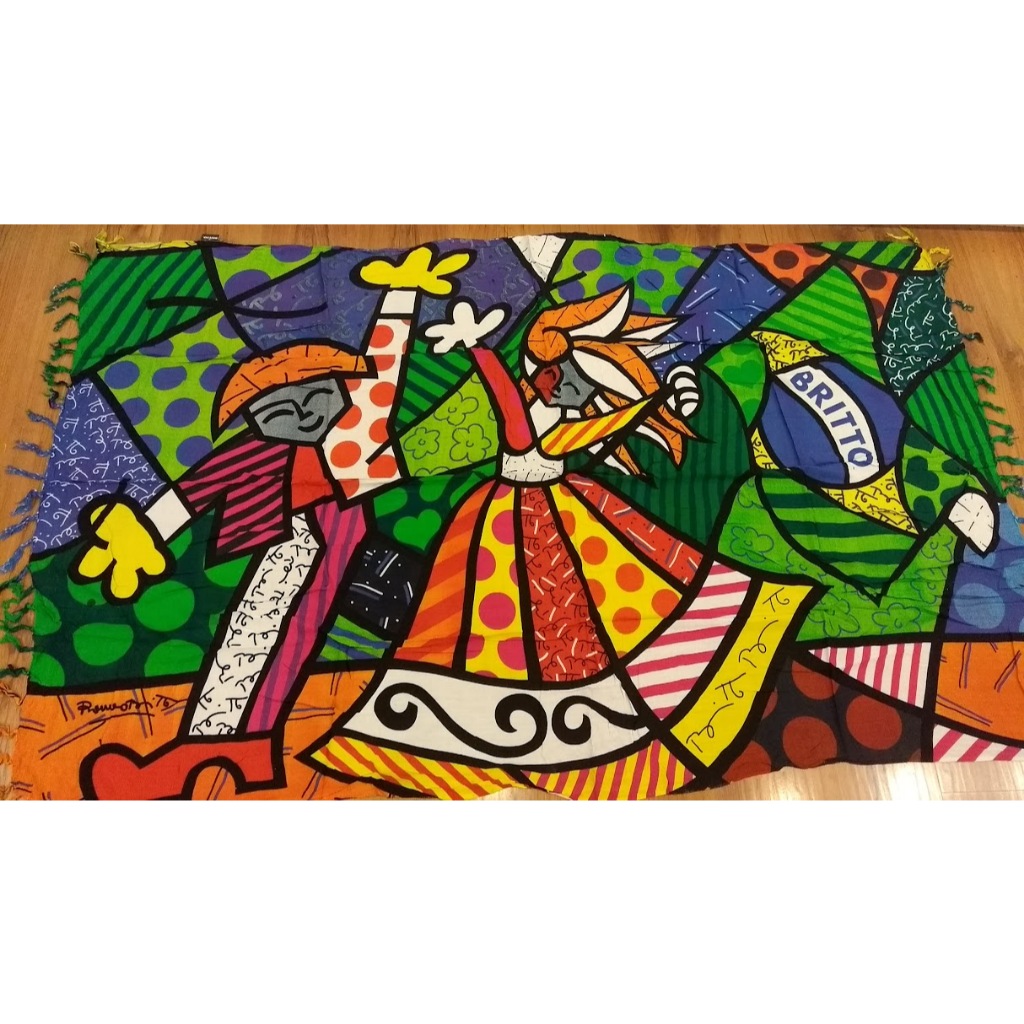 Canga de Praia Colorida Bandeira Moda Romero Britto 100% Viscose Decoração