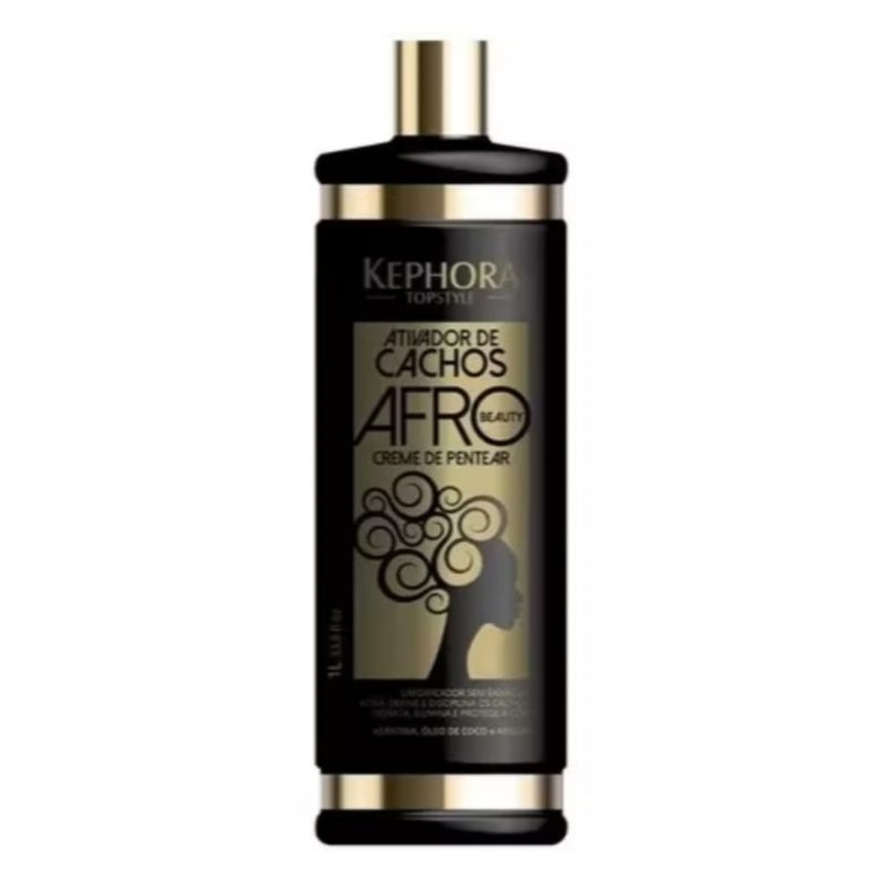 Ativador de Cachos Profissional Kephora Topstyle 1L Afro Beauty Creme de Pentear sem Enxágue Estimula o cacheamento dos fios Reduz o frizz Repositor de massa