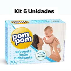 Kit 5 Sabonete Barra Infantil Pom Pom Loção Hidratante 70g