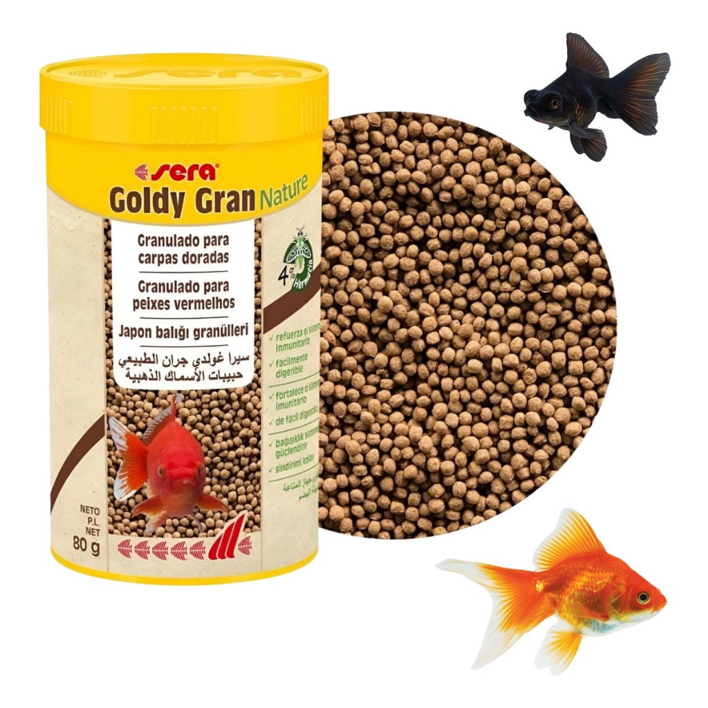 Ração Peixe Sera Goldy Gran Nature 80g Para Peixes Carpas Kinguios Tropical Line Carpa Goldfish Cor