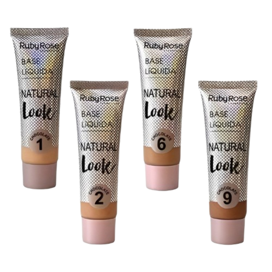Base Líquida Natural Look de Cobertura Média e Uniforme Acabamento Natural - Ruby Rose