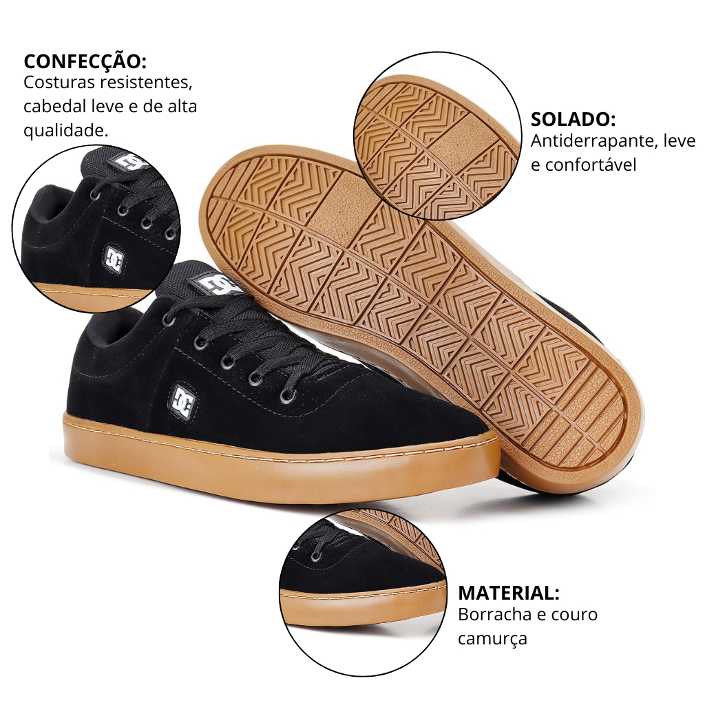 Tênis Masculino Skatista Street Sapatenis Casual Leve e Macio Antiderrapante Numeração Especial 38 ao 46